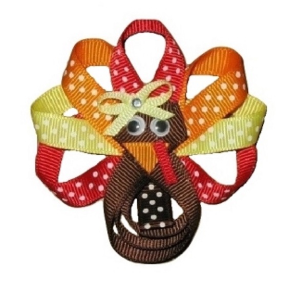 Thanksgiving Hair Bow Clip Turkey Clippie - Picture 1 of 2